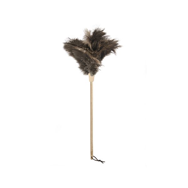 A genuine Florence ostrich feathered broom with a 44cm beech handle.