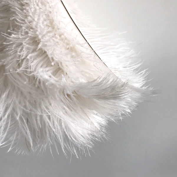Ostrich Feather Duster 44cm – White Plume, Beech Handle, Black Cuff