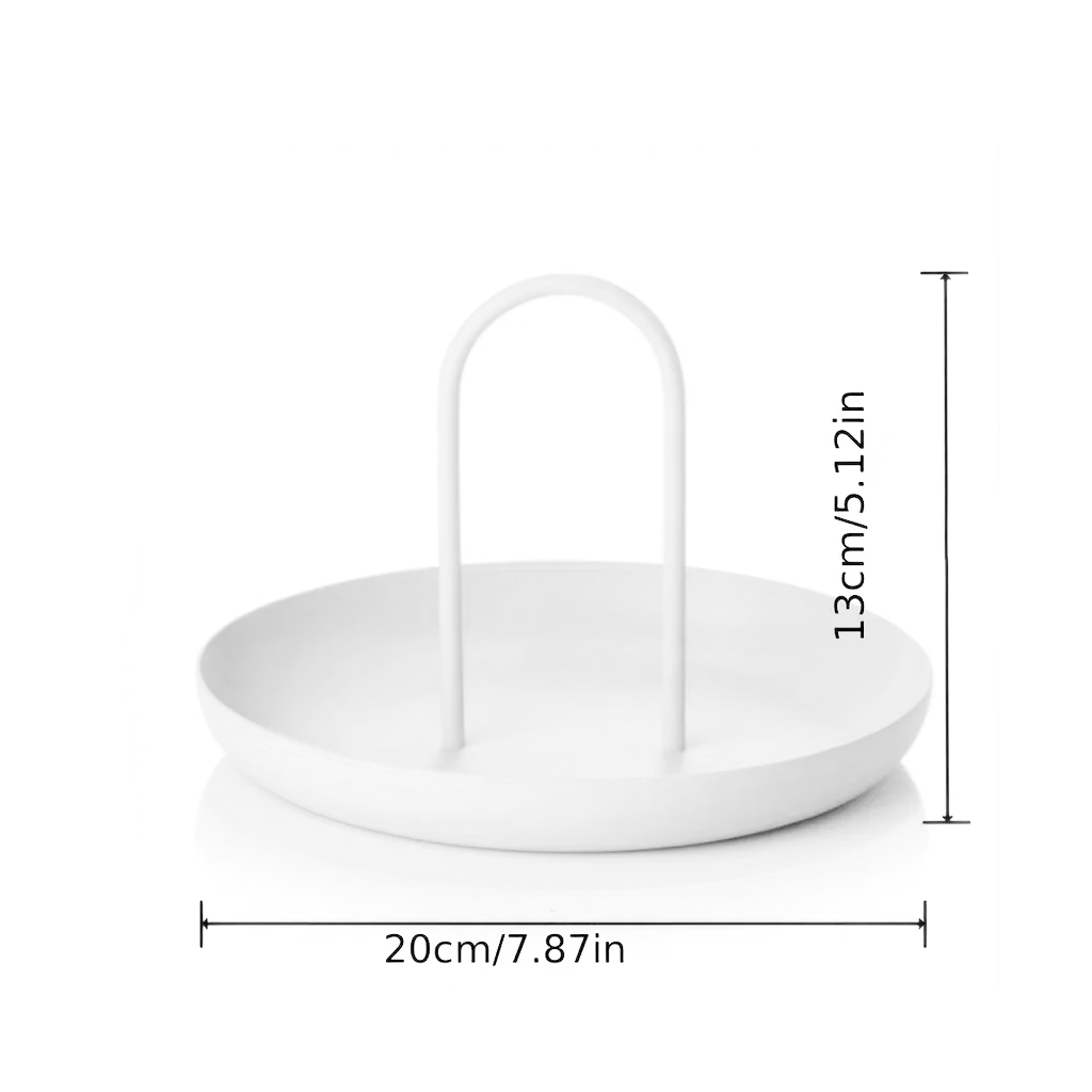 Dimensions diagram for the FIKA tray: 20cm / 7.87in across and 13cm / 5.12in tall including the handle