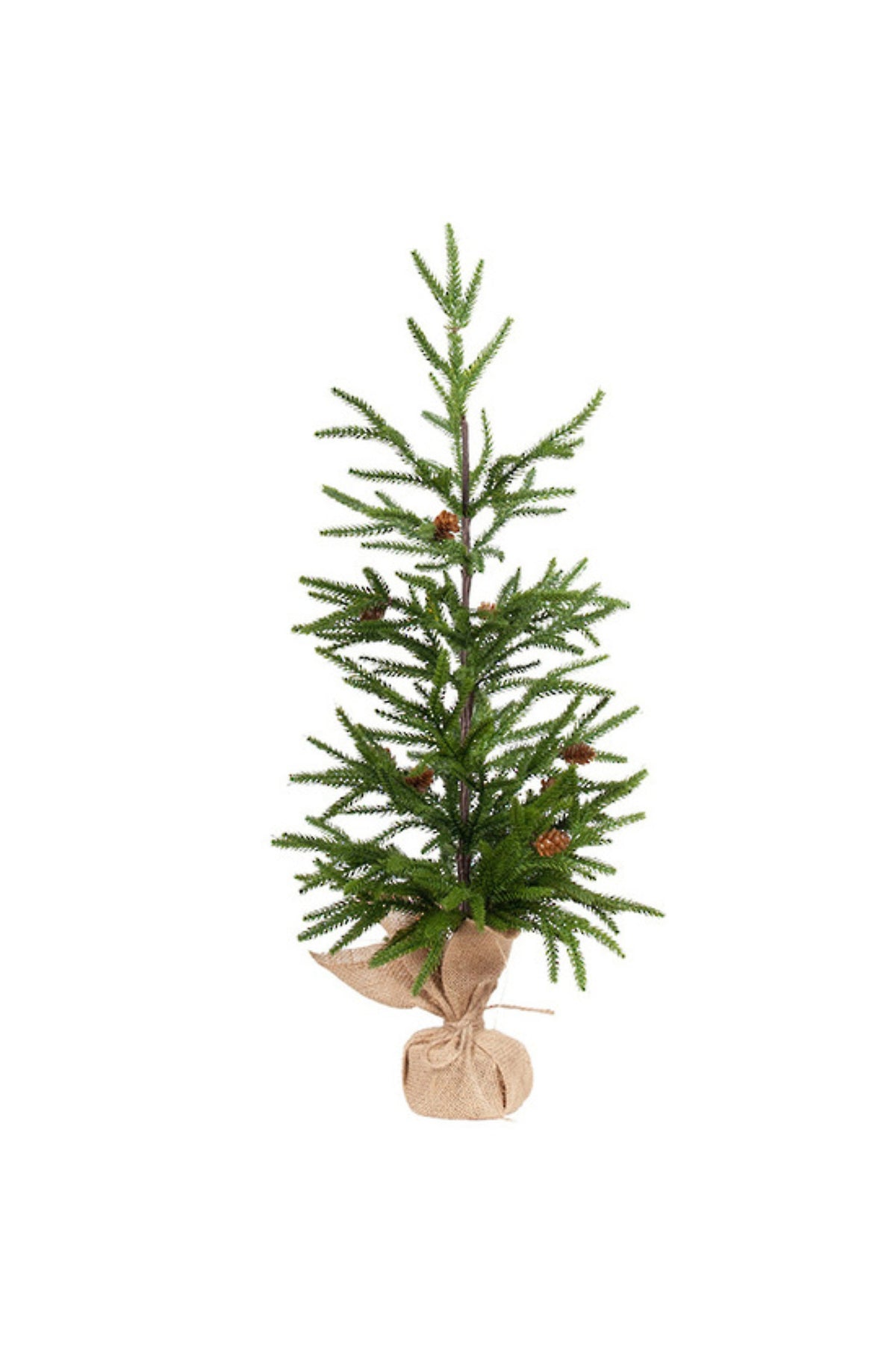 Small artificial fir Christmas tree with a hessian burlap-wrapped base, small (60cm H)