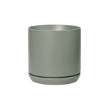 Oslo Sage Large stoneware planter with saucer, 18cm sage green pot for leafy indoor plants