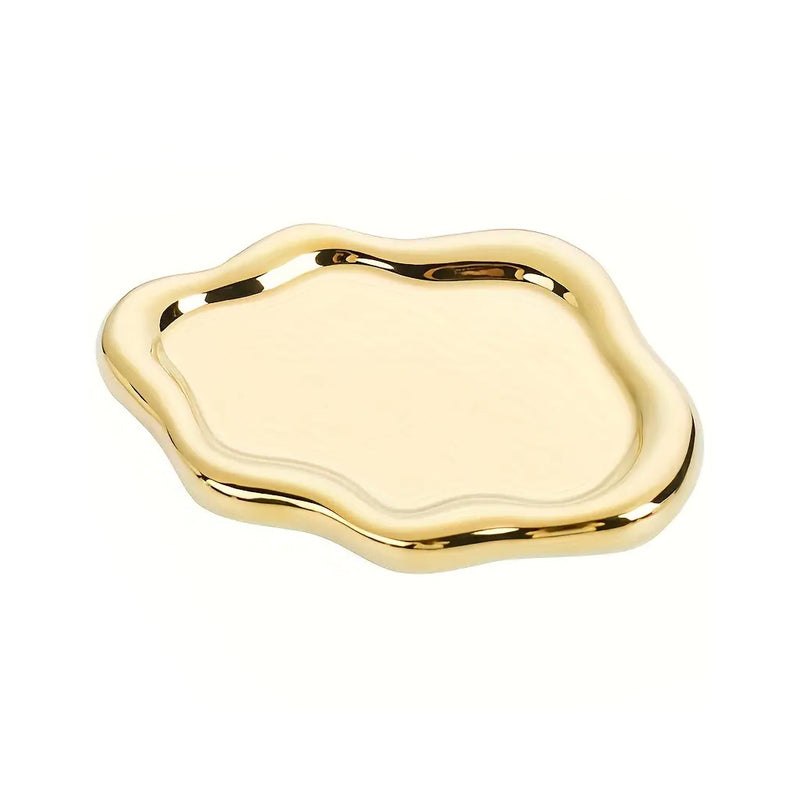 Electroplated Gold Ceramic Cloud Tray