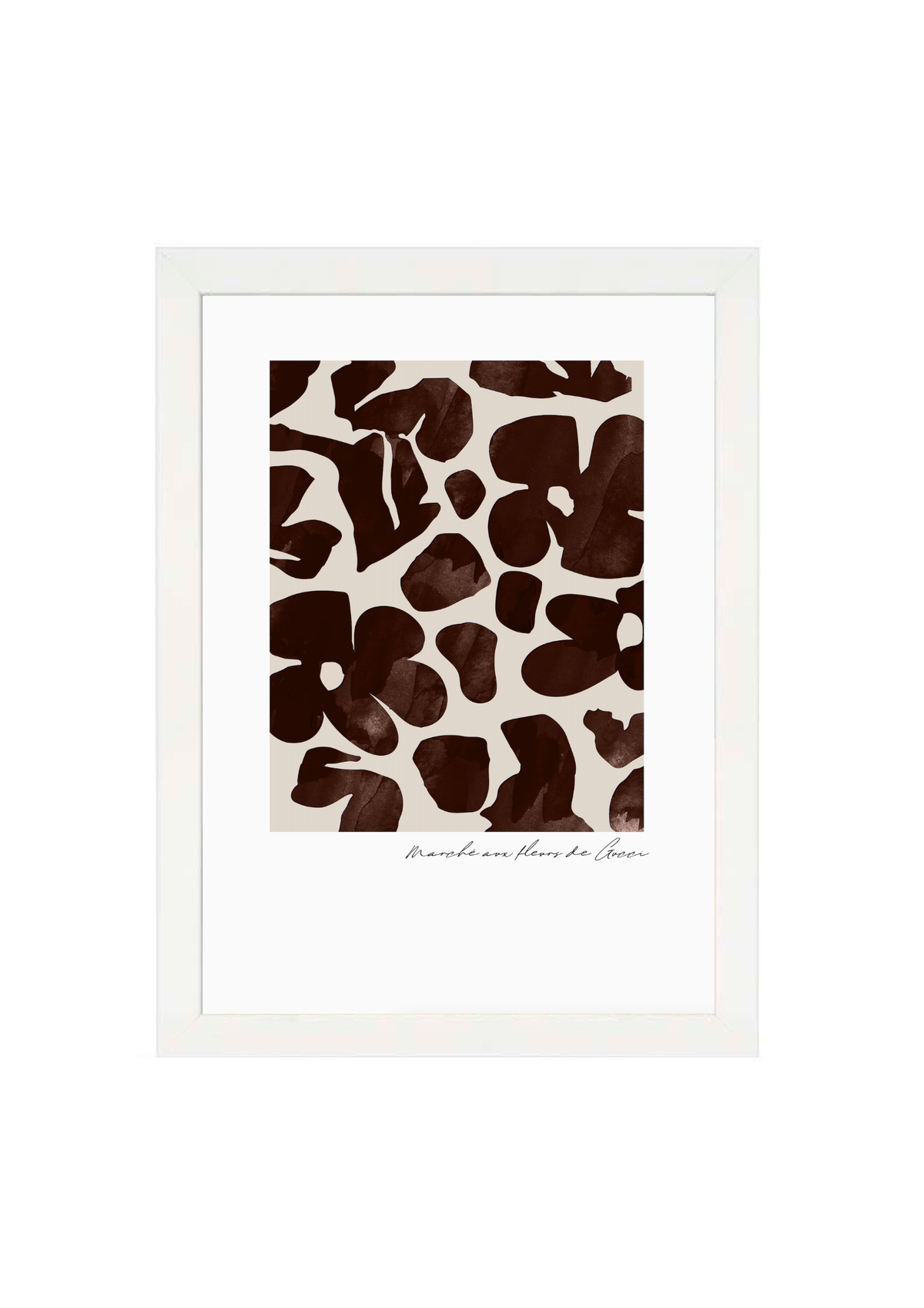 Gucci Flower Market Print in Chocolate by Papier HQ in a matte white frame