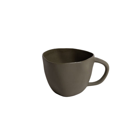 Natural stoneware Haan Mug with curved silhouette and matte finish
