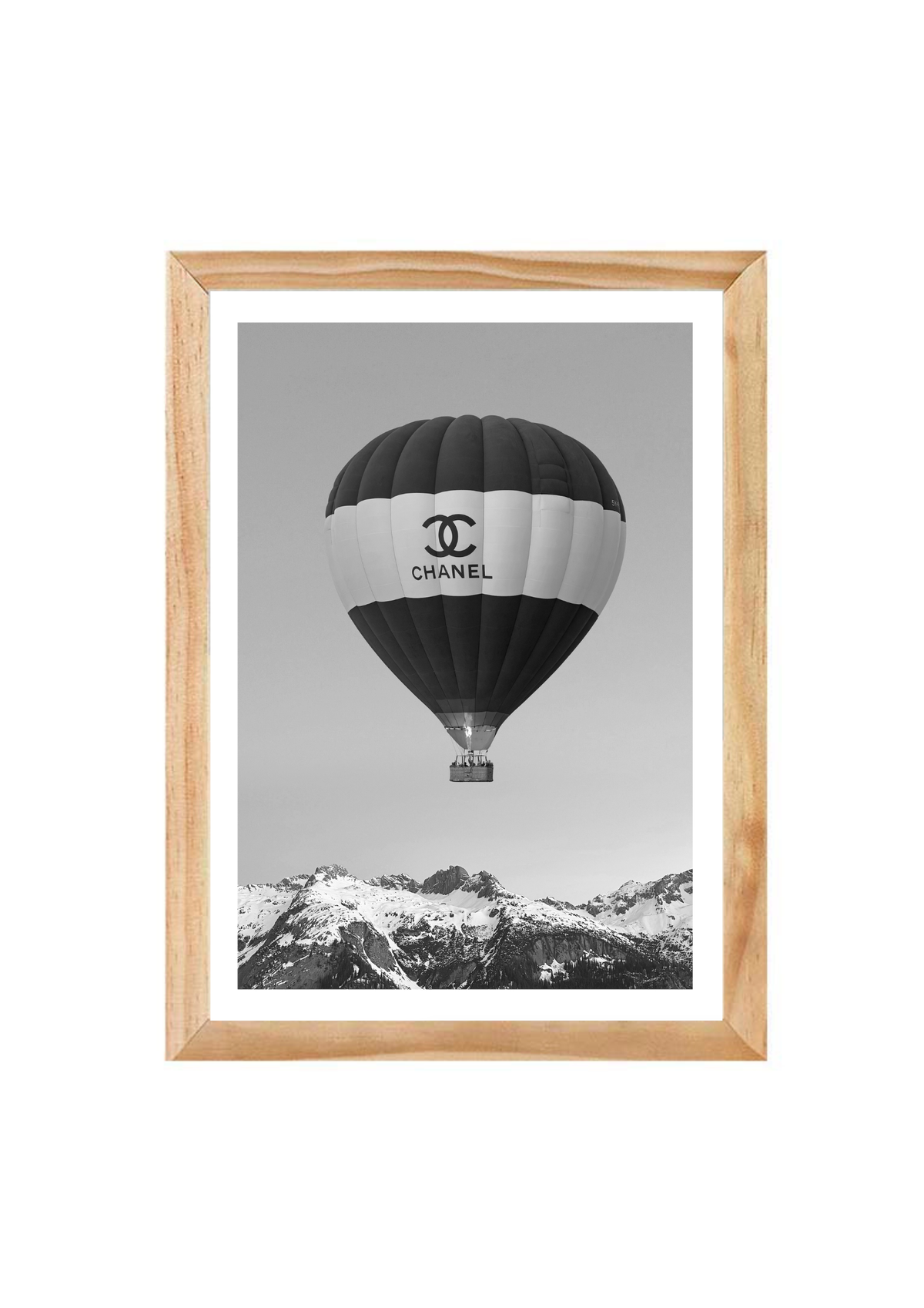 Haute Altitude Black and White Print by Papier HQ in a natural timber frame