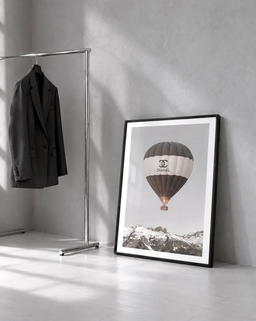 Haute Altitude hot air balloon print by Papier HQ styled in a home setting