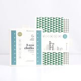 Good Change eco cloths styled with natural cleaning products on a bench