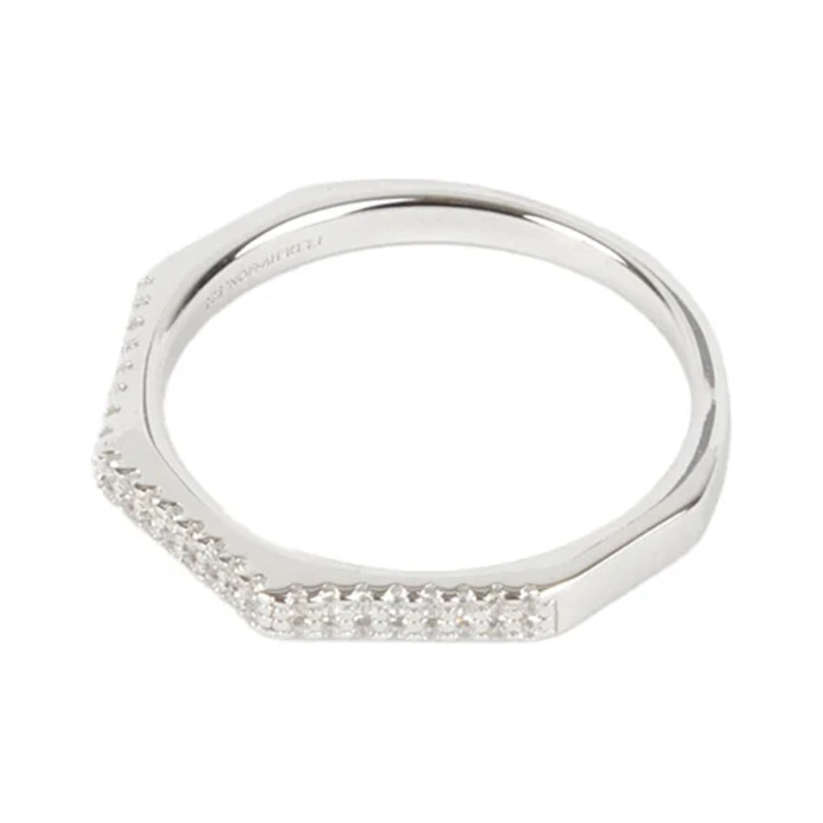 Hexed Ring front on, showing the angled sides and stone-set base