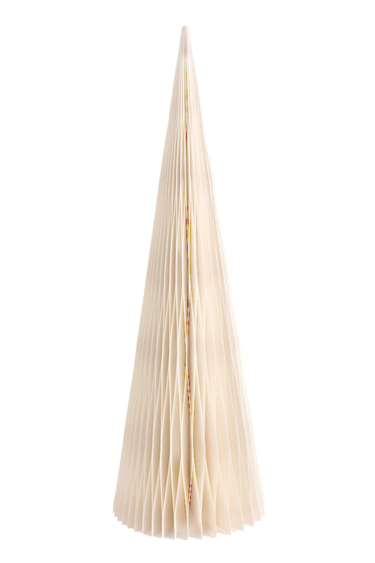 Tall, slim off-white honeycomb paper cone Christmas tree, 45.5cm