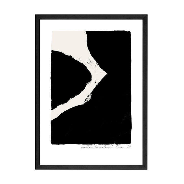 Ink print in black in a black frame, on white
