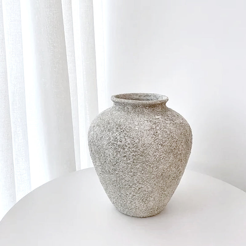 Nerina Stone Vase – Sage Textured Vessel, Small & Large