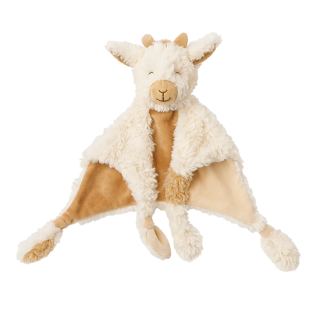 Juno the Giraffe comforter by Lily & George with soft golden patches and long snuggly neck