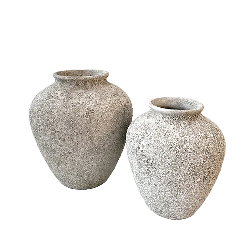 Nerina Stone Vase – Sage Textured Vessel, Small & Large
