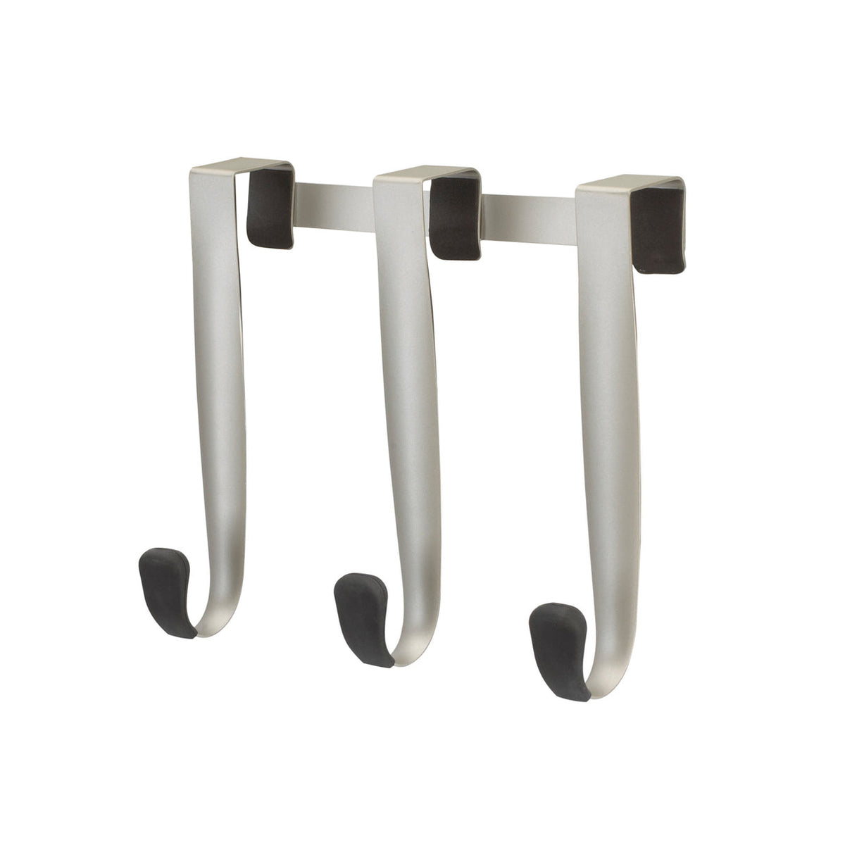 Umbra Schnook over-the-door hooks in nickel, three hooks seen at an angle