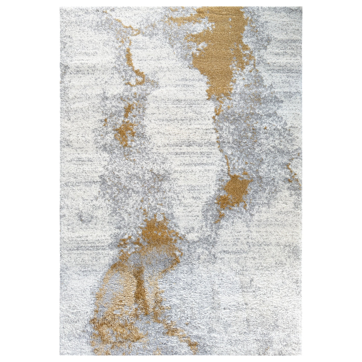 Laine Gold Lustre Rug with gold abstract veining over grey and ivory, shown flat on white