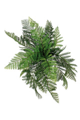 Detail of the finely divided triangular frond on a faux leather fern