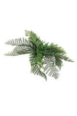 Faux leather fern bush 38cm tall with firm triangular fronds in deep green