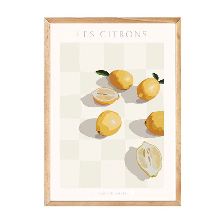 Les Citron Print by Papier HQ in a natural timber frame