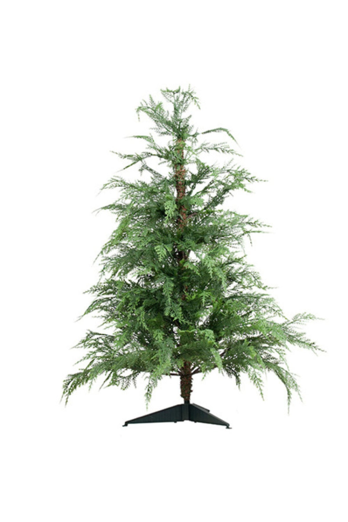 Artificial Leyland cypress Christmas tree with warm white micro LED lights on a black stand, 91.5cm