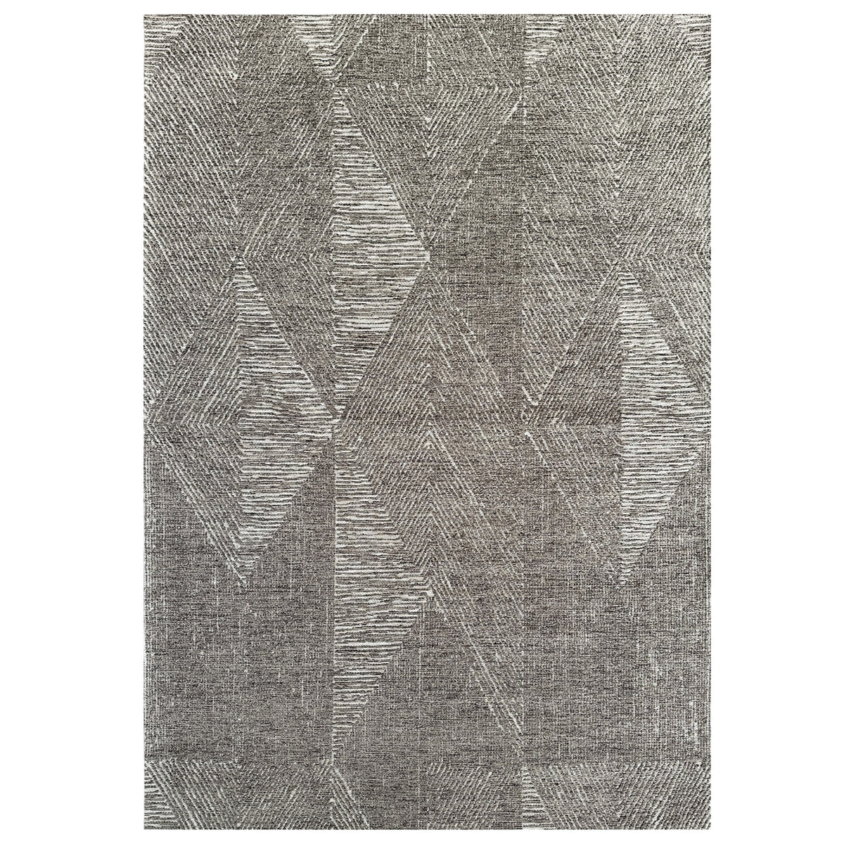 Marlow Arfi Rug in brown chenille with a tonal diamond pattern, shown flat
