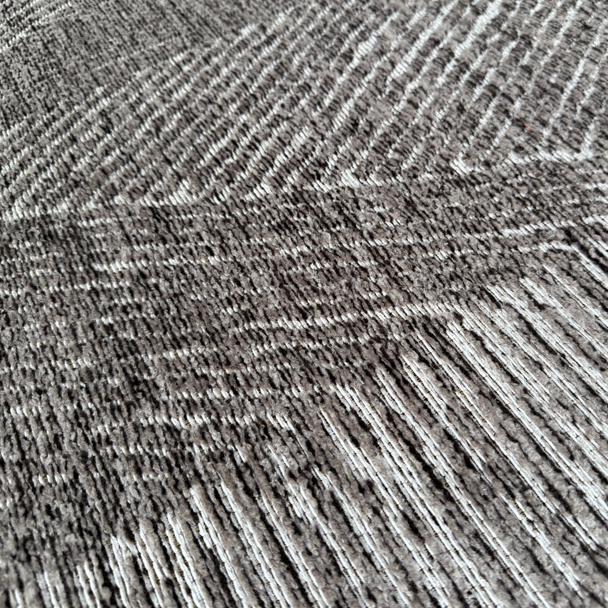 Close view of the brown chenille weave and diamond lines