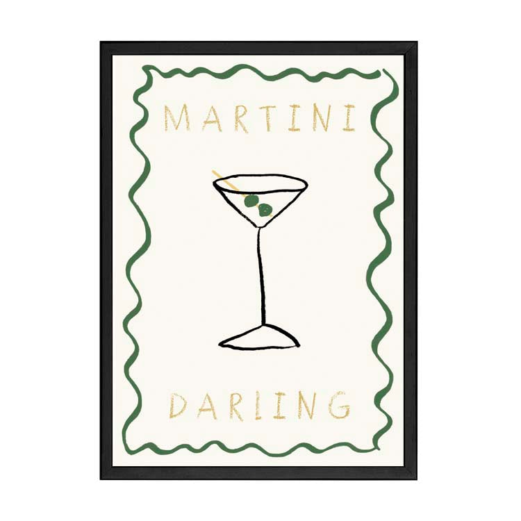 Martini Darling Print by Papier HQ in a matte black frame