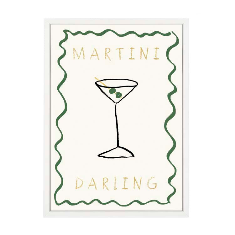 Martini Darling Print by Papier HQ in a matte white frame