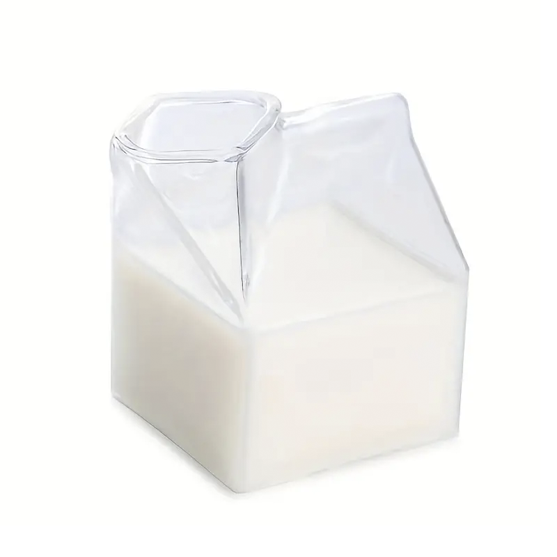Fred Half Pint clear glass creamer shaped like a miniature milk carton