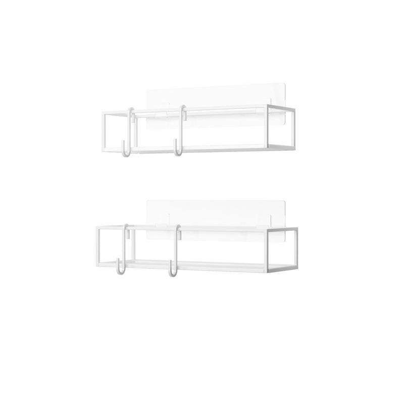 Umbra Cubiko Shower Bins, Set Of 2 with adhesive installation on a white background.