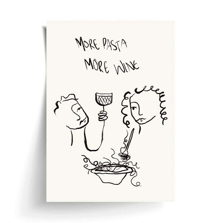 More Pasta More Wine Print by Papier HQ unframed on matte card