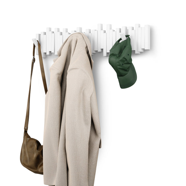 Umbra Sticks Multi Hook with 8 flip-down hooks mounted in an entryway