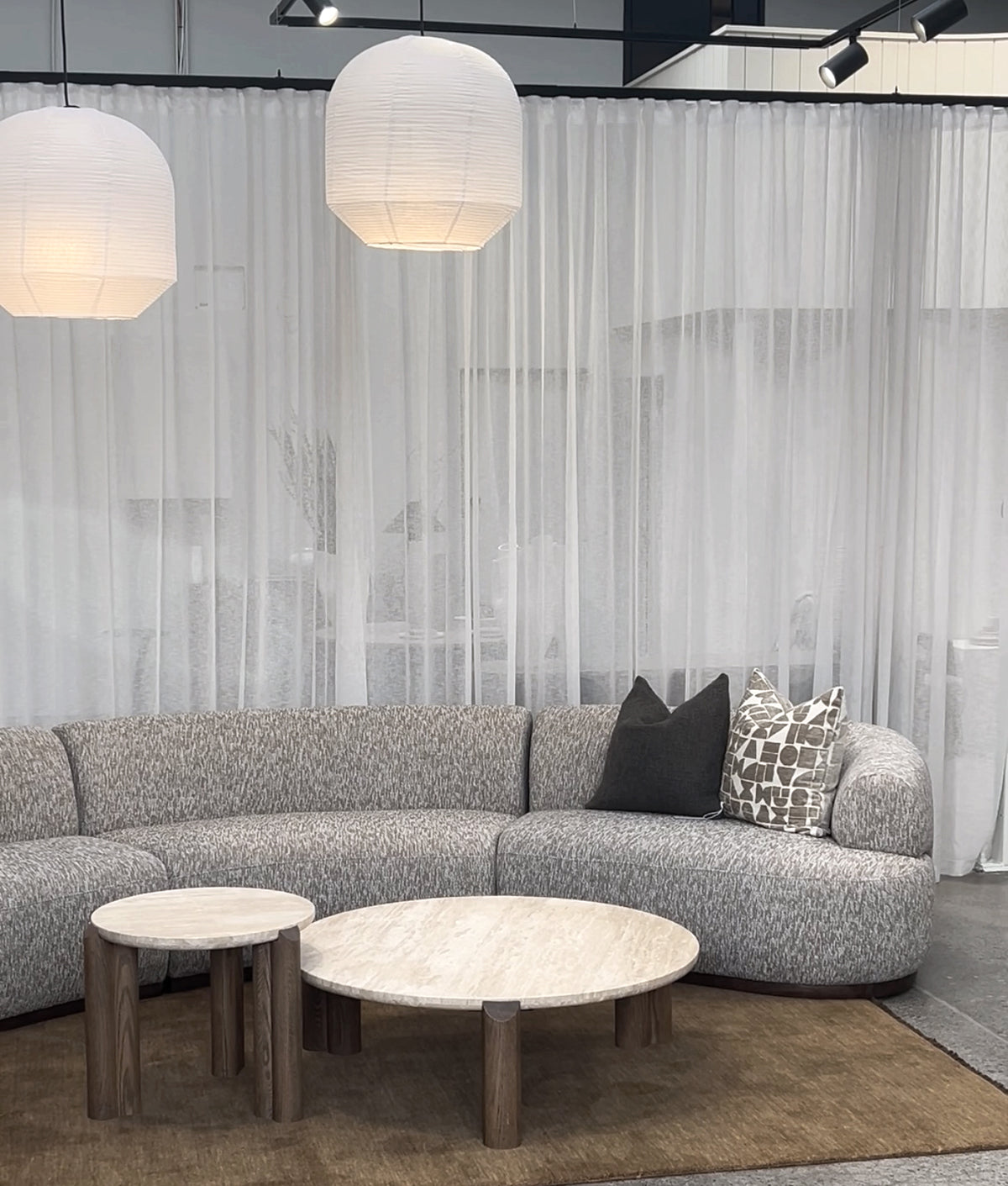 Rice Paper Pendant hung over a dining table