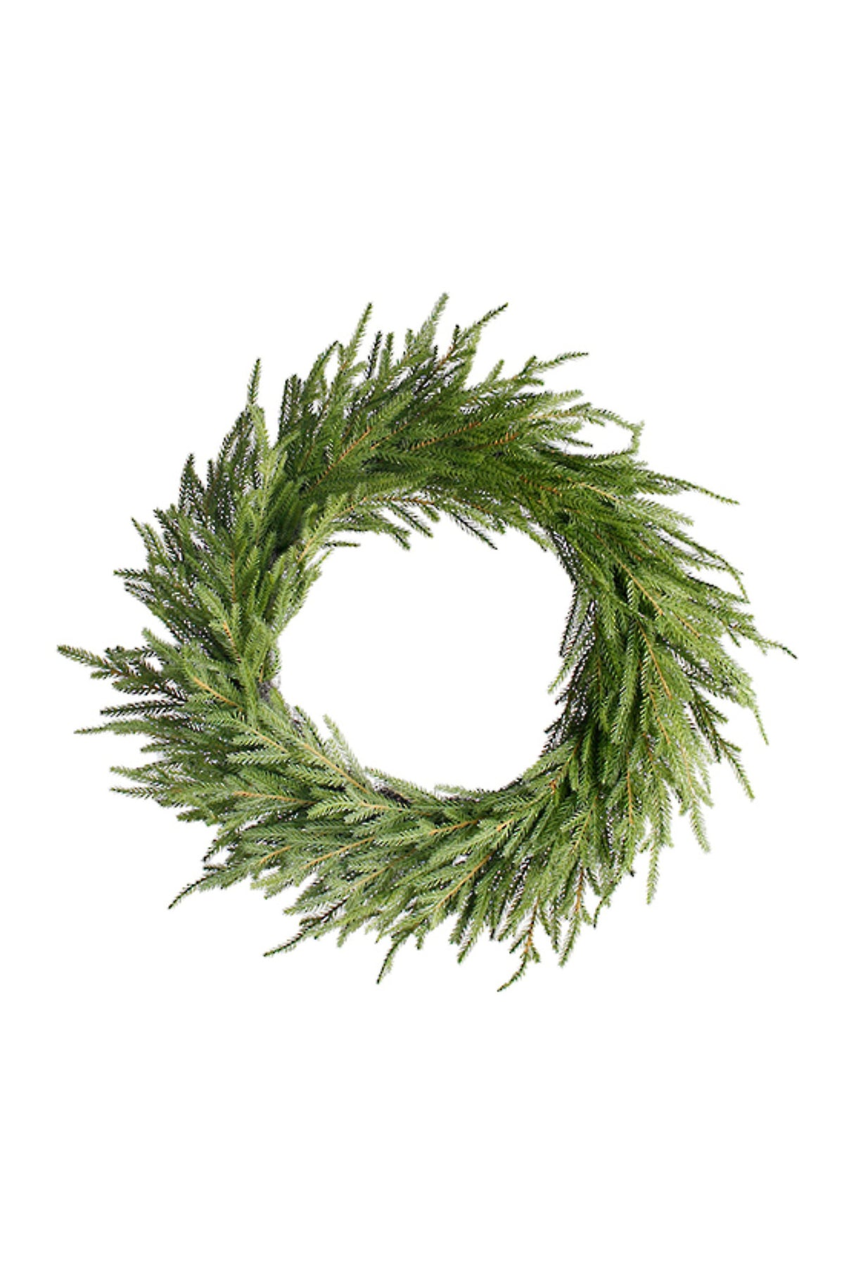 Lush artificial Nordmann fir Christmas wreath with soft layered green tips, 56cm