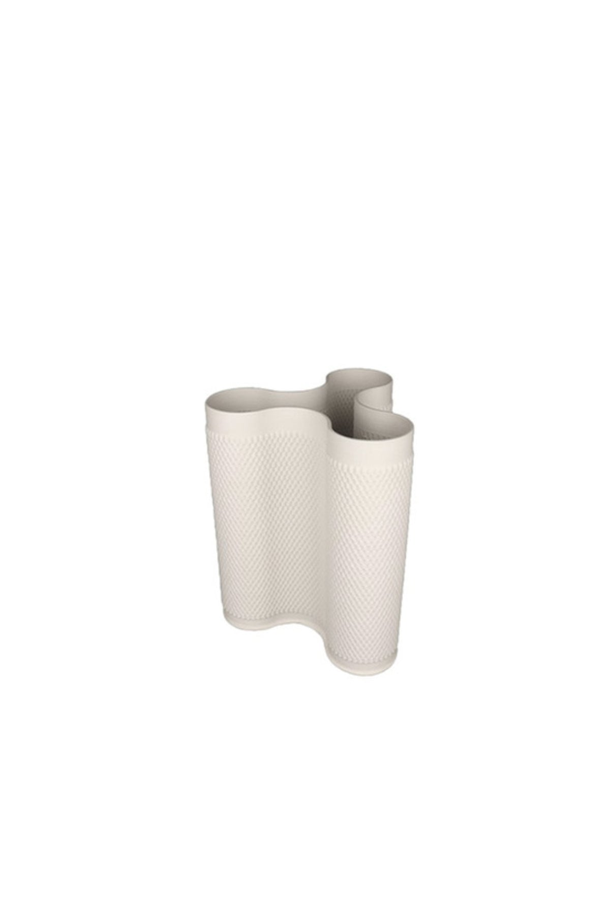 Small Odette 3D ceramic vase in white with a wavy lobed shape and fine textured surface
