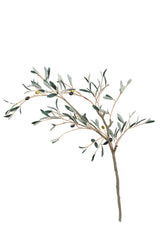 Faux olive leaf branch 120cm long with slim silver green leaves on a bare woody stem