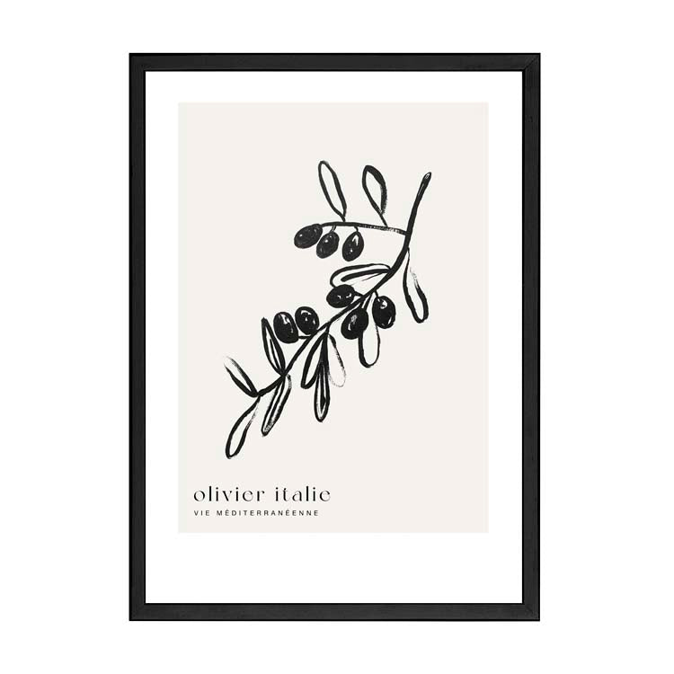 Olive Tree Print by Papier HQ in a matte black frame