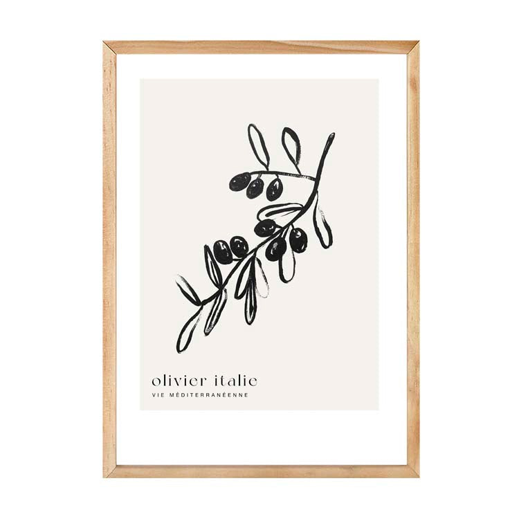 Olive Tree Print by Papier HQ in a natural timber frame