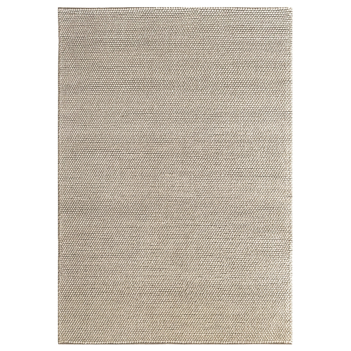 Ollis Loop Beige Rug, a chunky hand woven wool loop rug in beige, shown flat