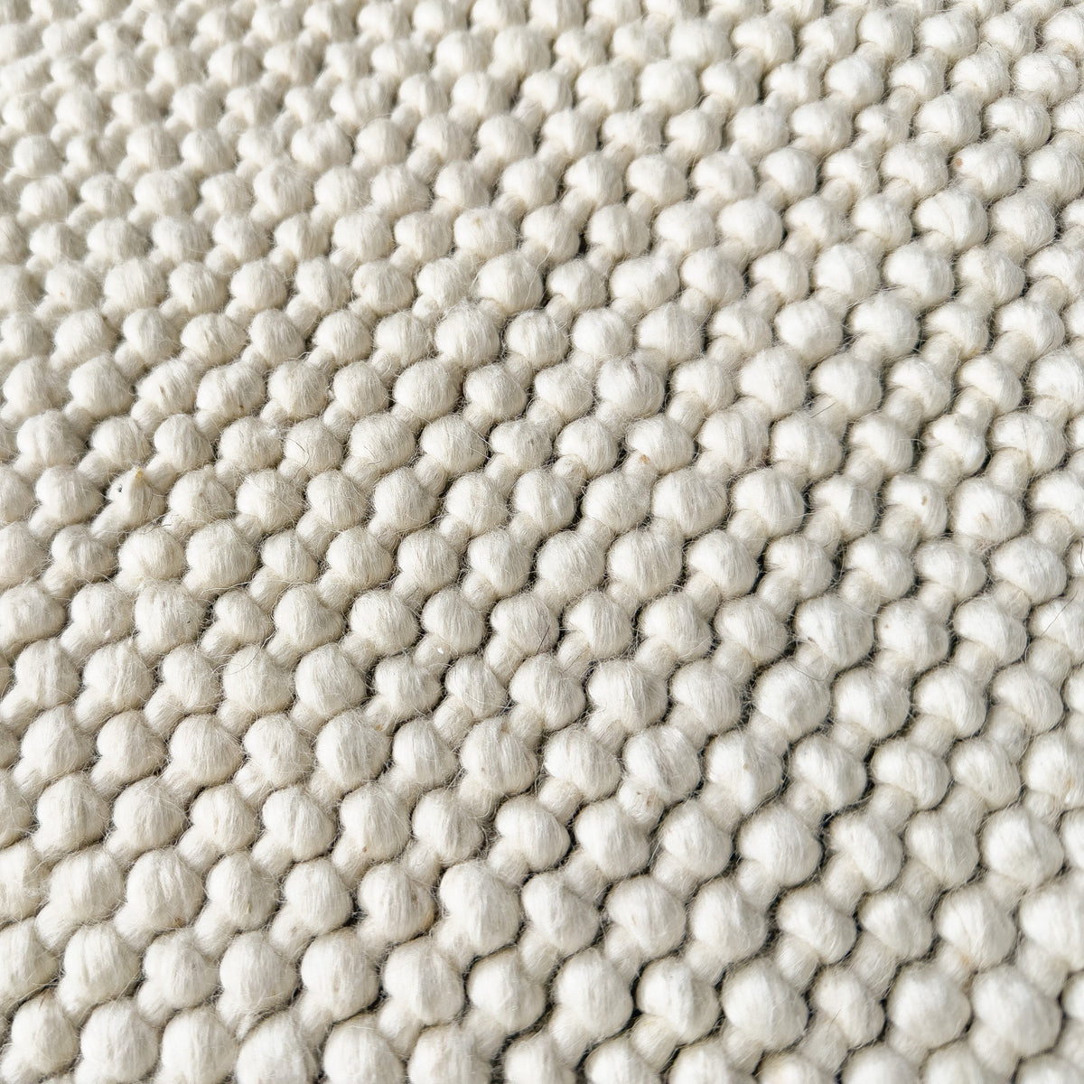 Close view of the chunky ivory wool loops