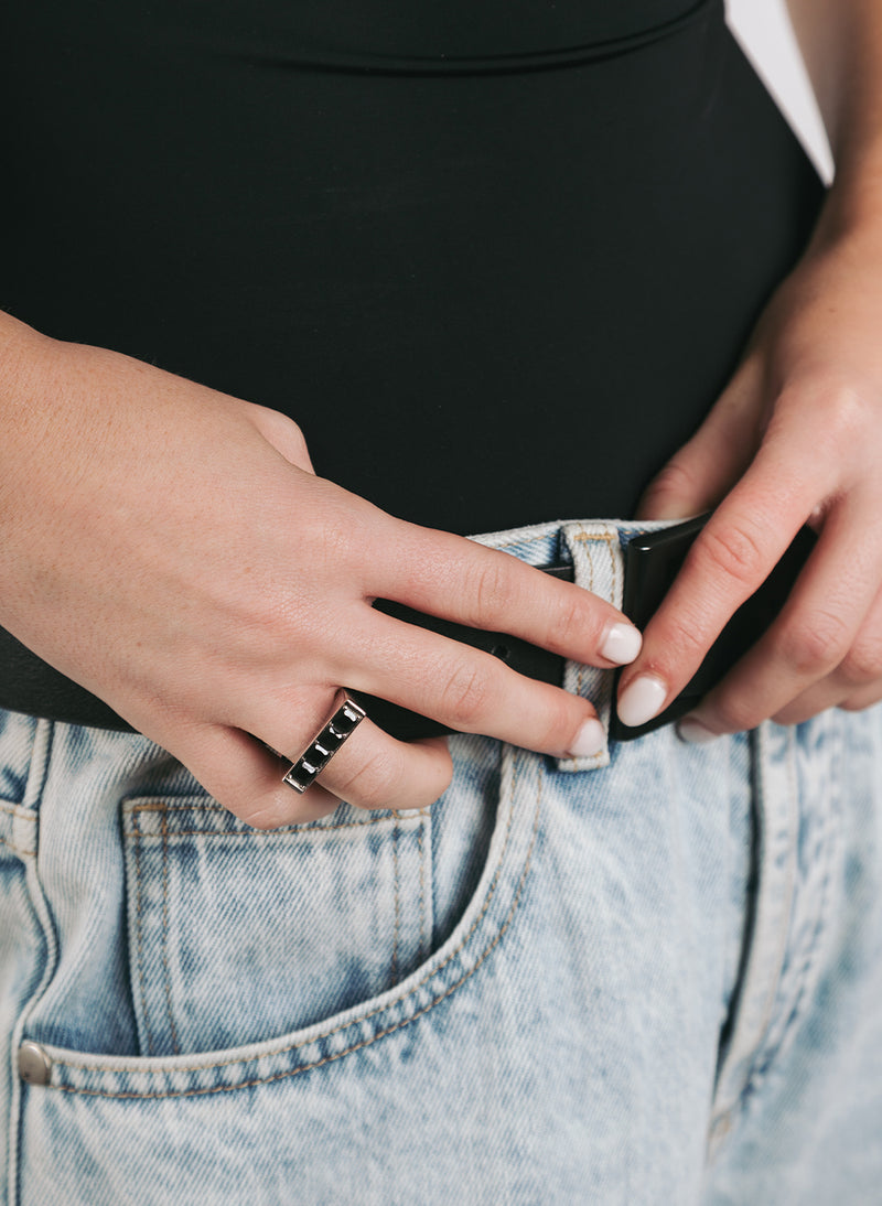 Be Mine Ring, Sterling Silver with Black Zirconia