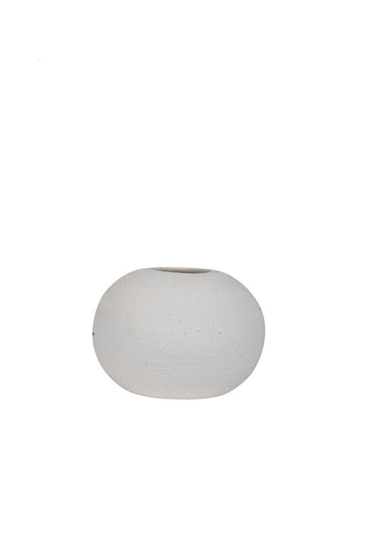 Orbit Flat Bellied Pot, large, wide low soft white vessel on white