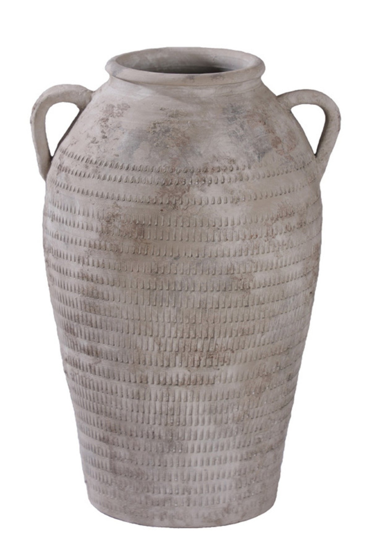 Pienza terracotta urn in weathered greywash finish, 47 x 29cm