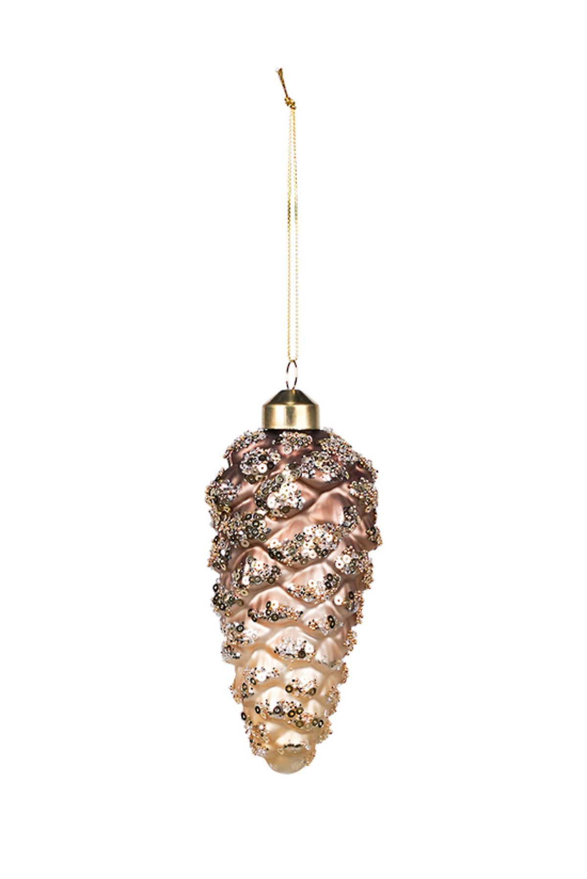 Brown glass Christmas decoration shaped like a pine cone, 13cm