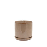 Oslo Planter Espresso, Stoneware Pot with Saucer - Various Sizes