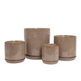 Oslo Planter Espresso, Stoneware Pot with Saucer - Various Sizes