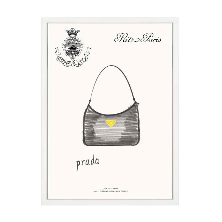 Prada Handbag Print by Papier HQ in a matte white frame
