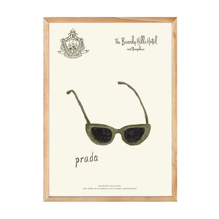 Prada Sunglasses Print by Papier HQ in a natural timber frame