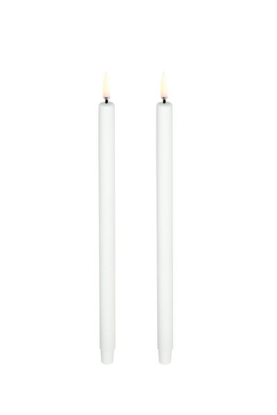 Two Uyuni Taper LED Candles - Set of 2 with a smooth wax finish on a white background.