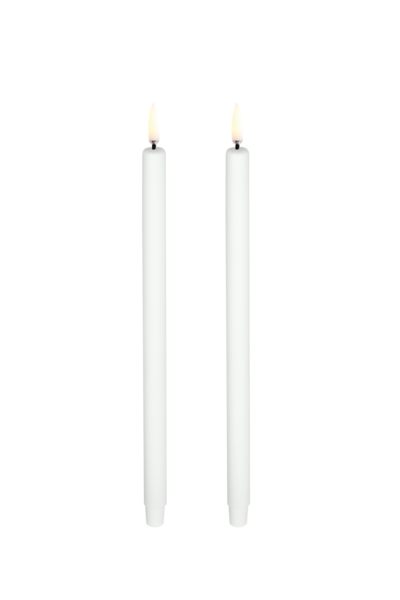 Two Uyuni Taper LED Candles - Set of 2 with a smooth wax finish on a white background.