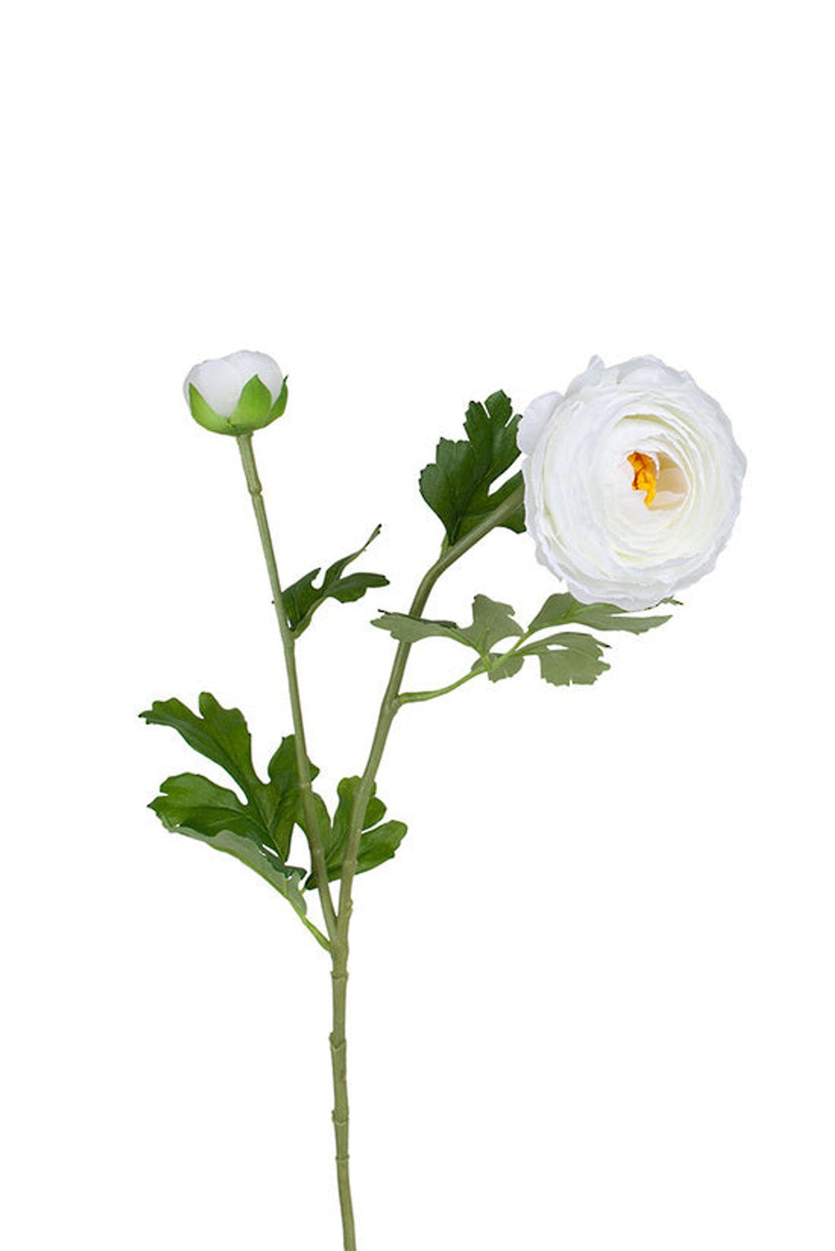 Ranunculus spray in white, faux buttercup stem with fine layered petals